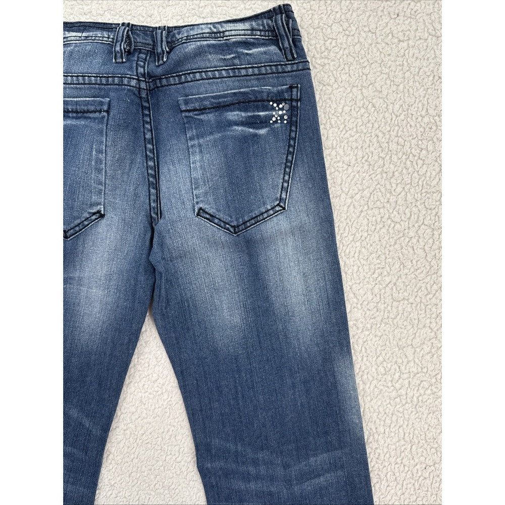 V Cristina Jeans Women Size 2 Blue Embellished Bling Cross Studded Straight Leg - Picture 10 of 12